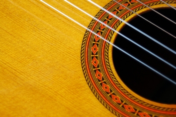 This macro photo of the face of a classical accoustic guitar was taken by photographer Dora Pete of Nagytarcsa, Hungary.